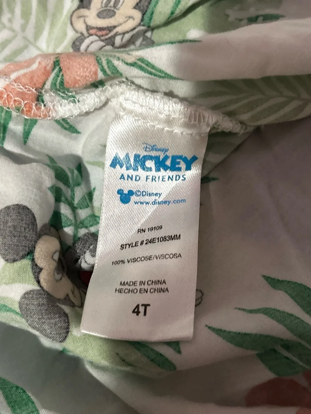 Disney Mickey & Friends Tropical Print Set - White, Green & Peach